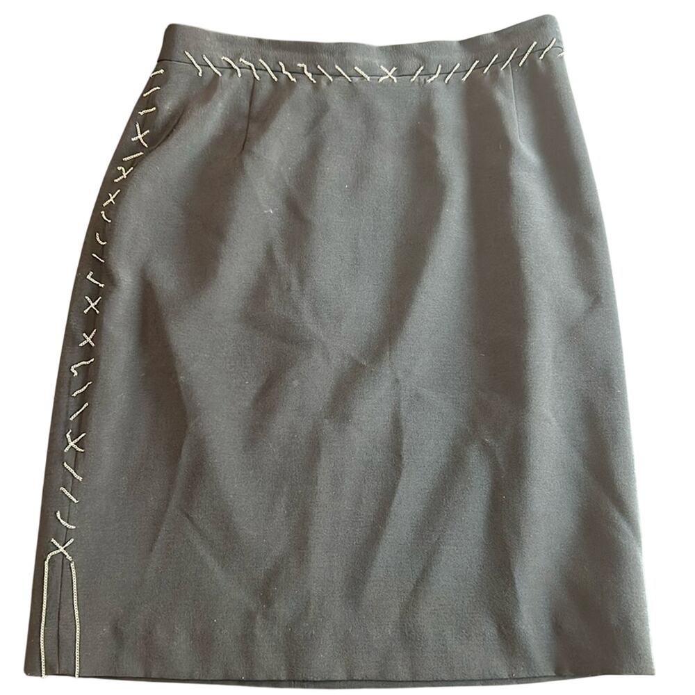 Alberto Malaki Metal silver chain Seam design- size 6- pencil skirt - Y2K club